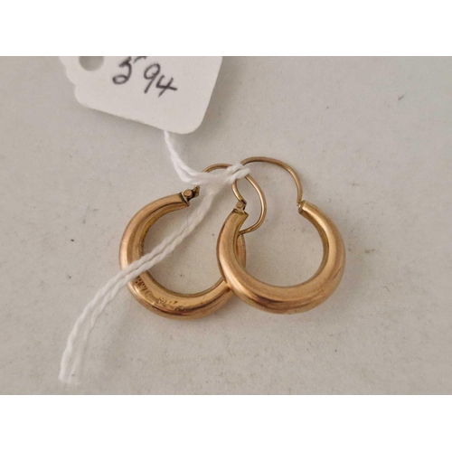 594 - A pair of antique hoop earrings 9ct 1.4 gms