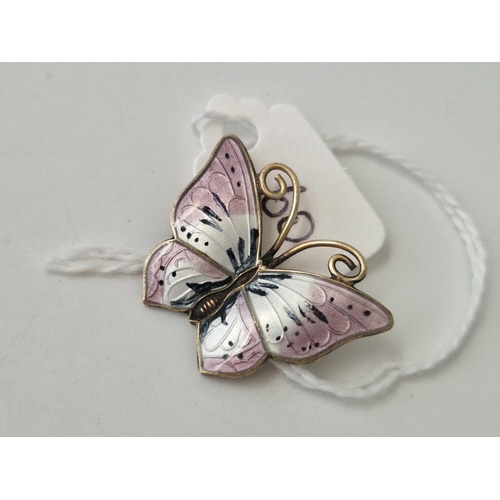 60 - A SCANDINAVIAN SILVER AND ENAMEL BUTTERFLY BROOCH