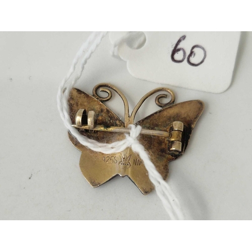 60 - A SCANDINAVIAN SILVER AND ENAMEL BUTTERFLY BROOCH