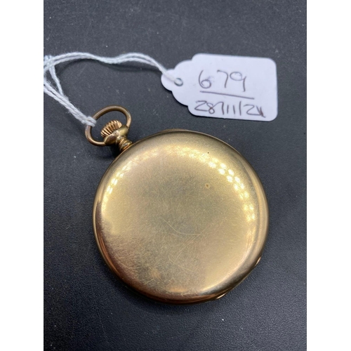 679 - A rolled gold pocket watch with seconds dial