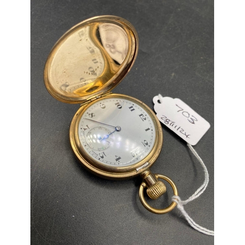 703 - A gents gilt pocket watch with seconds dial