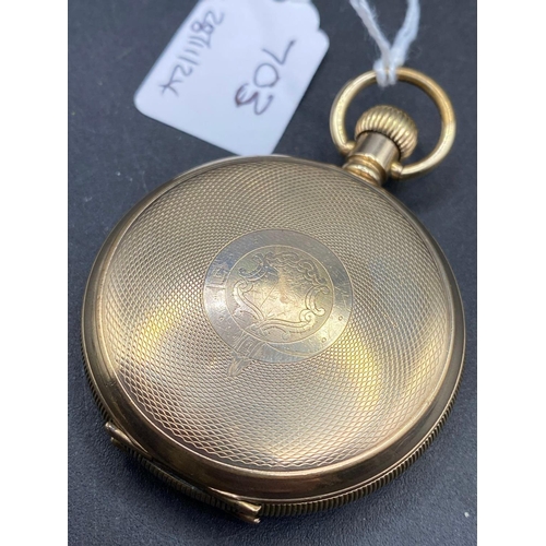 703 - A gents gilt pocket watch with seconds dial