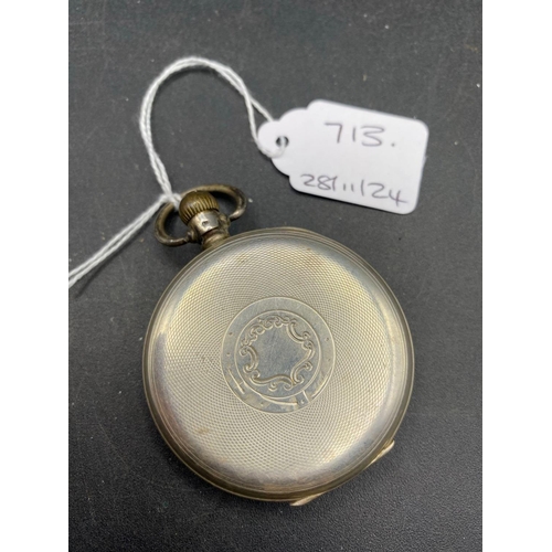 713 - A continental silver pocket watch with seconds dial