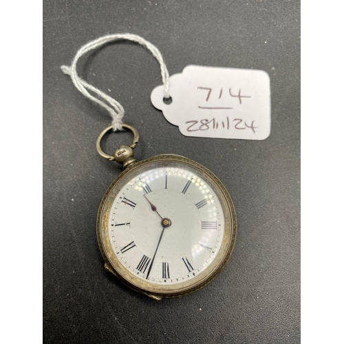 714 - A silver fob watch