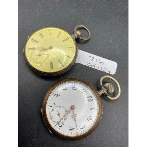 716 - Two silver pocket watches with seconds dials