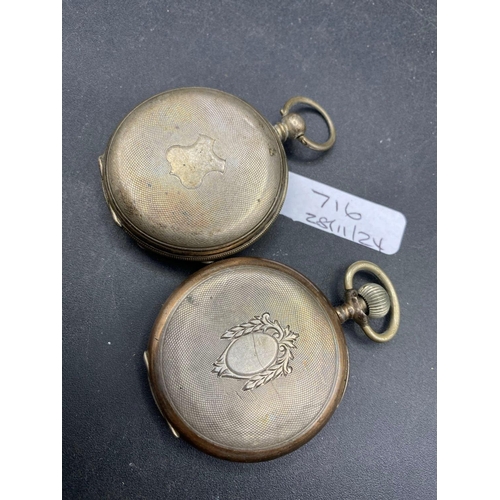 716 - Two silver pocket watches with seconds dials