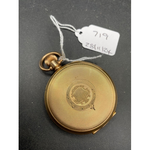 719 - A gents rolled gold pocket watch with seconds dial