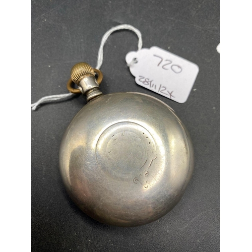 720 - A large ELGIN silver pocket watch with seconds dial