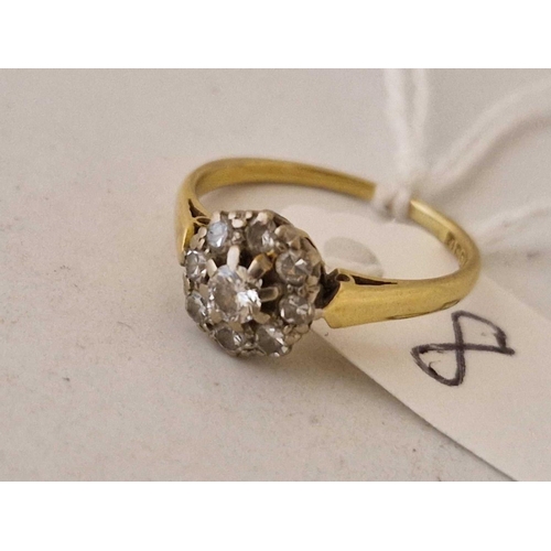 8 - A good diamond cluster ring 18ct gold size L 2.2 gms