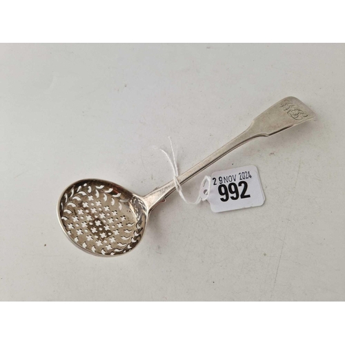 992 - A George III sifter spoon with circular bowl, London 1814 by IP GP