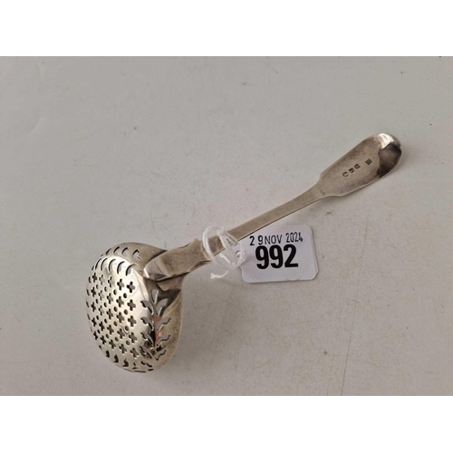 992 - A George III sifter spoon with circular bowl, London 1814 by IP GP