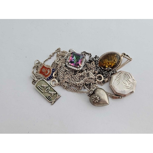 118 - 5 Silver Necklaces with Lockets