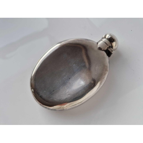 1000 - An oval Victorian flask engraved with contemporary initials, Birmingham 1890 by D & F, 120g