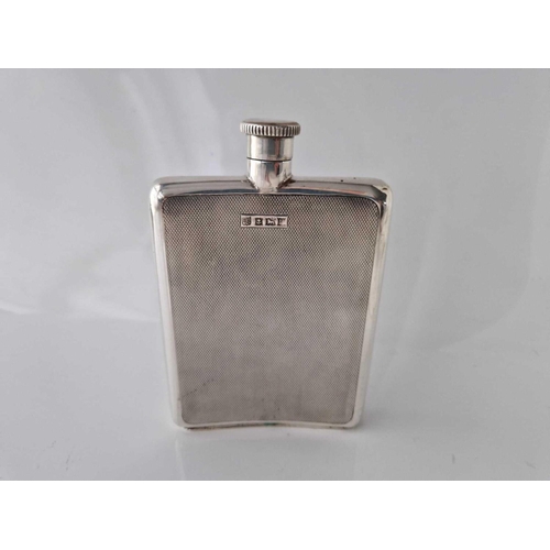 1024 - A good quality hip flask of curved outline, screw cover, 5