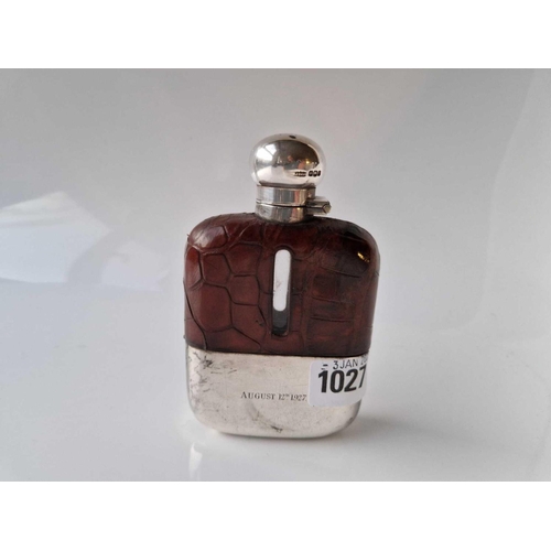 1027 - Another hip flask with detachable cup base & bayonet cover, 5