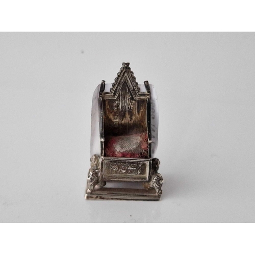 1047 - Miniature throne on four lion feet. 1.5 in high. Birmingham 1908?