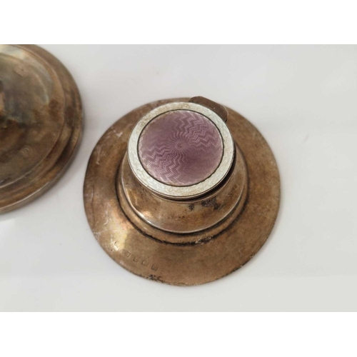 1058 - Enamel decorated inkwell and a candlestick 4 in high