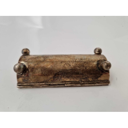 1059 - Stamp trough with three divisions and ball feet 3.5 in wide. Birmingham probably 1899