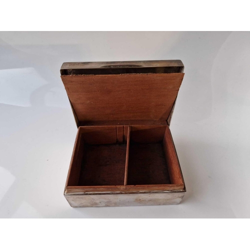 1068 - Rectangular cigarette box with engine turned cover 5 in wide. Birmingham 1938