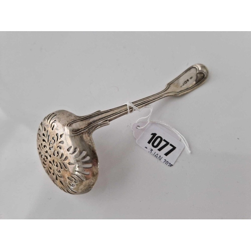 1077 - Victorian Exeter sifter spoon fiddle thread pattern, probably 1851 By R W 65gms