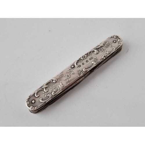 1079 - Decorative silver mounted knife. Birmingham 1897