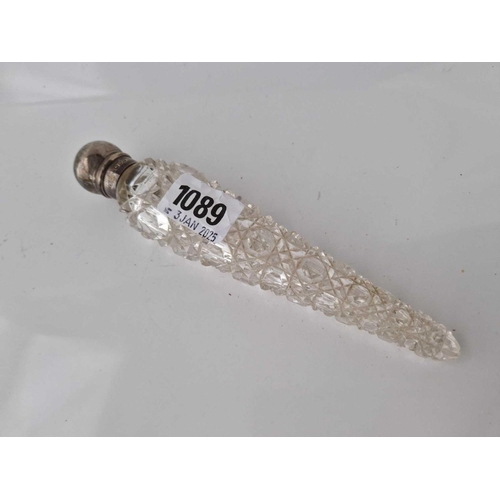 1089 - Long scent file with cut glass tapering body 7.5 in long Chester 1900