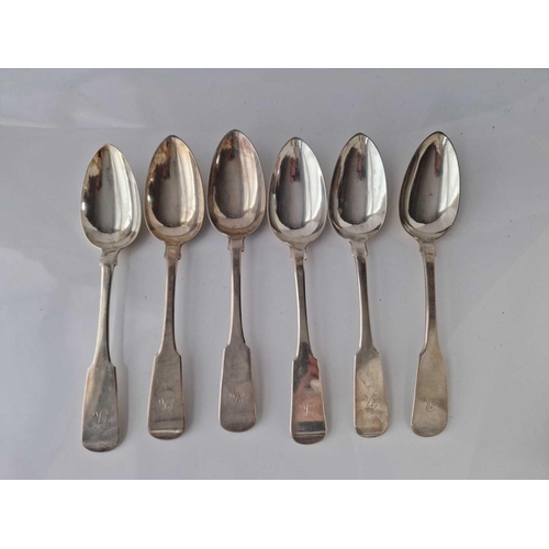 1099 - Set of six Georgian Scottish table spoons Edinburgh 1827. 433gms