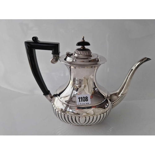 1108 - A Good Four Piece Tea and Coffer Service with Half Luted Bodies Sheffield 1940 2100g all in