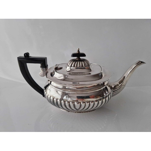 1108 - A Good Four Piece Tea and Coffer Service with Half Luted Bodies Sheffield 1940 2100g all in