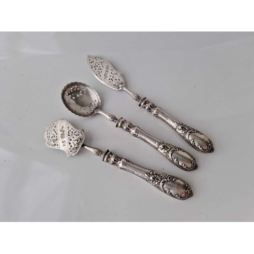 1112 - A Set of Three Decorative French Silver Mounted Servers