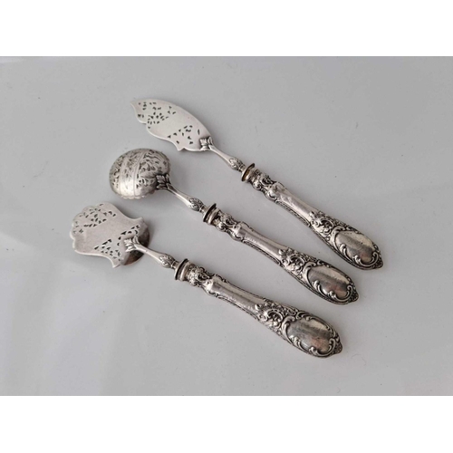 1112 - A Set of Three Decorative French Silver Mounted Servers