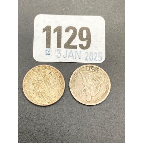 1129 - USA dime 1888 + 1943 (2)