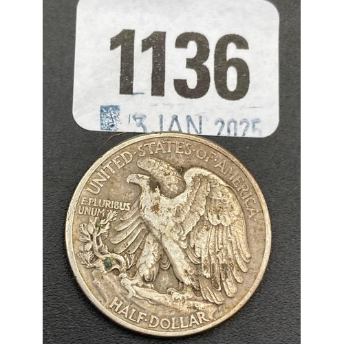 1136 - USA half dollar 1943