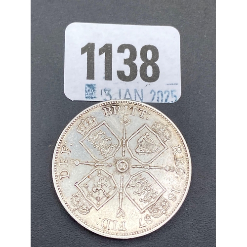 1138 - Double florin 1887, good grade