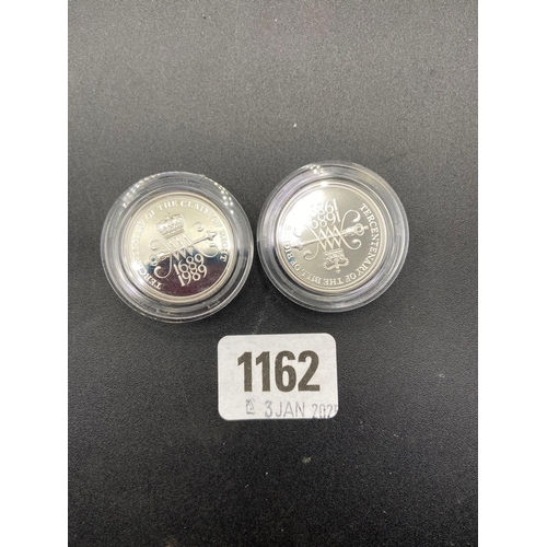 1162 - Proof silver �2 set (2) 1985