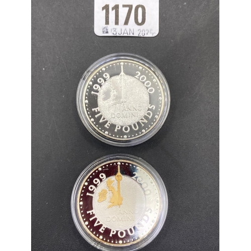 1170 - UK proof �5 coin set (2) 2000