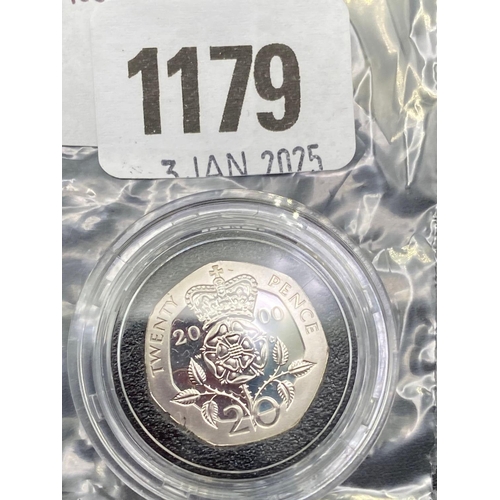 1179 - Silver Millennium 20p coin 2000