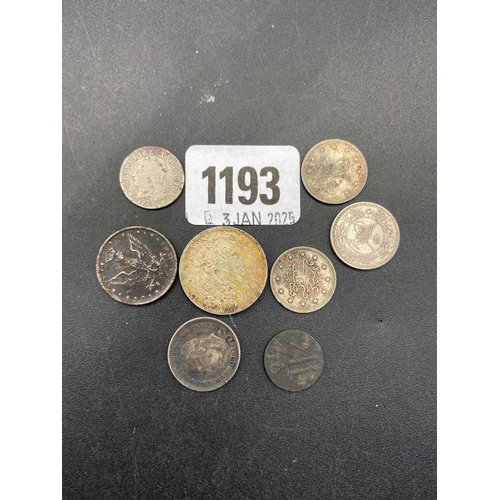 1193 - Eight Middle Eastern & other coins