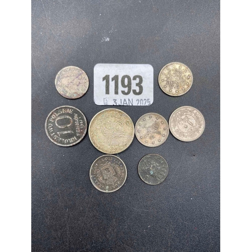 1193 - Eight Middle Eastern & other coins