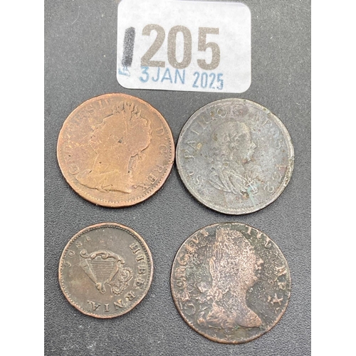 1205 - IRISH - Half penny 1792?, 1806, & 1822 & farthing 1806