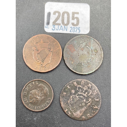 1205 - IRISH - Half penny 1792?, 1806, & 1822 & farthing 1806