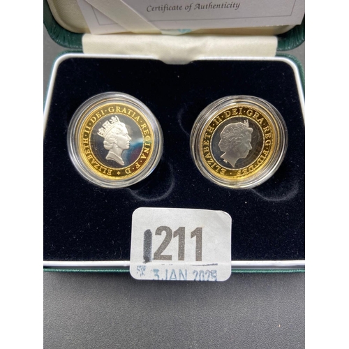 1211 - UK proof set (2) �2 coin 1997 & 1998