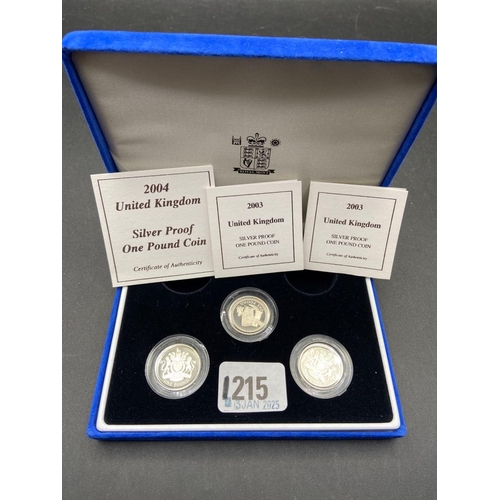 1215 - Proof silver �1 coins 2005 (3)