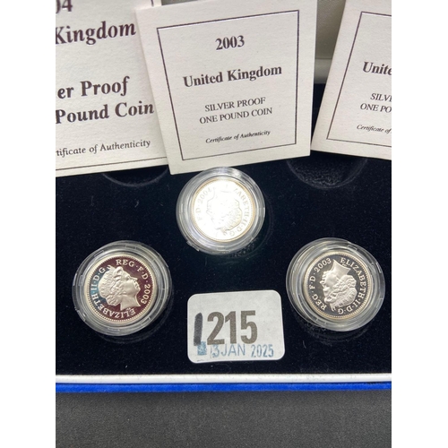 1215 - Proof silver �1 coins 2005 (3)