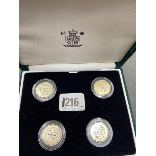 1216 - Frosted proof silver �1 coins (4)