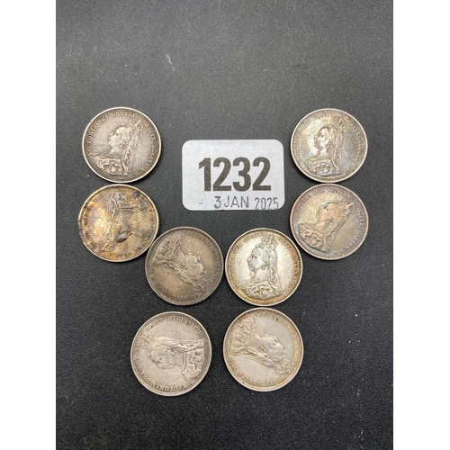 1232 - Victorian Shillings x 8