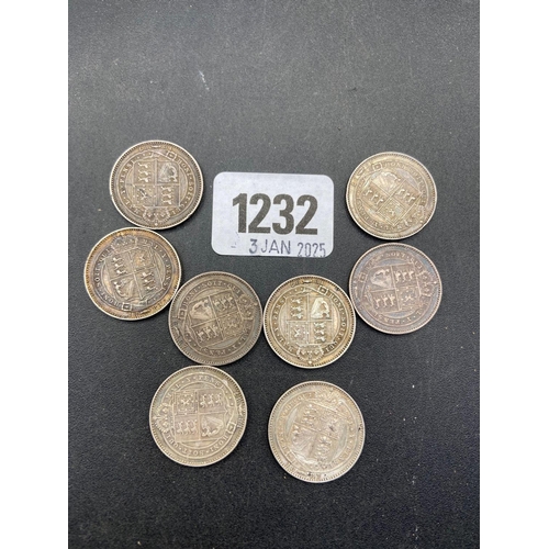 1232 - Victorian Shillings x 8