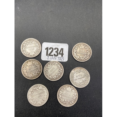 1234 - Victorian Shillings x 7