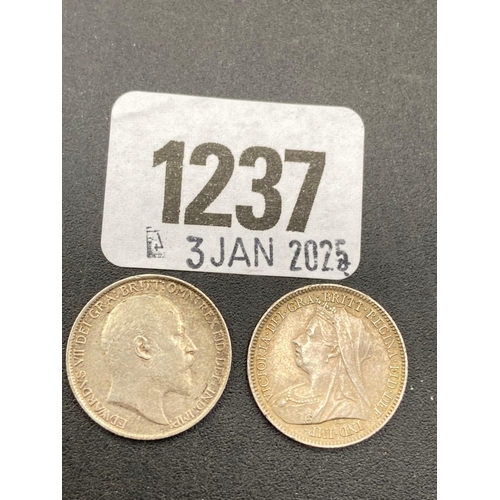 1237 - Sixpence 1901 and 1910 EF or better