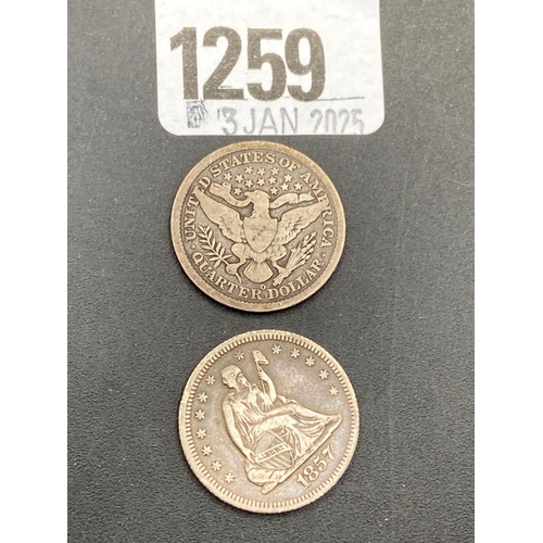 1259 - USA Quarters 1857 O and 1893 O